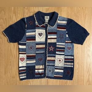 Korbet Vintage Americana Short-Sleeve Cardigan Sweater, Women’s Size Small